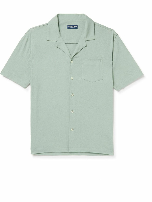 Photo: Frescobol Carioca - Angelo Camp-Collar Cotton and Linen-Blend Jersey Shirt - Green