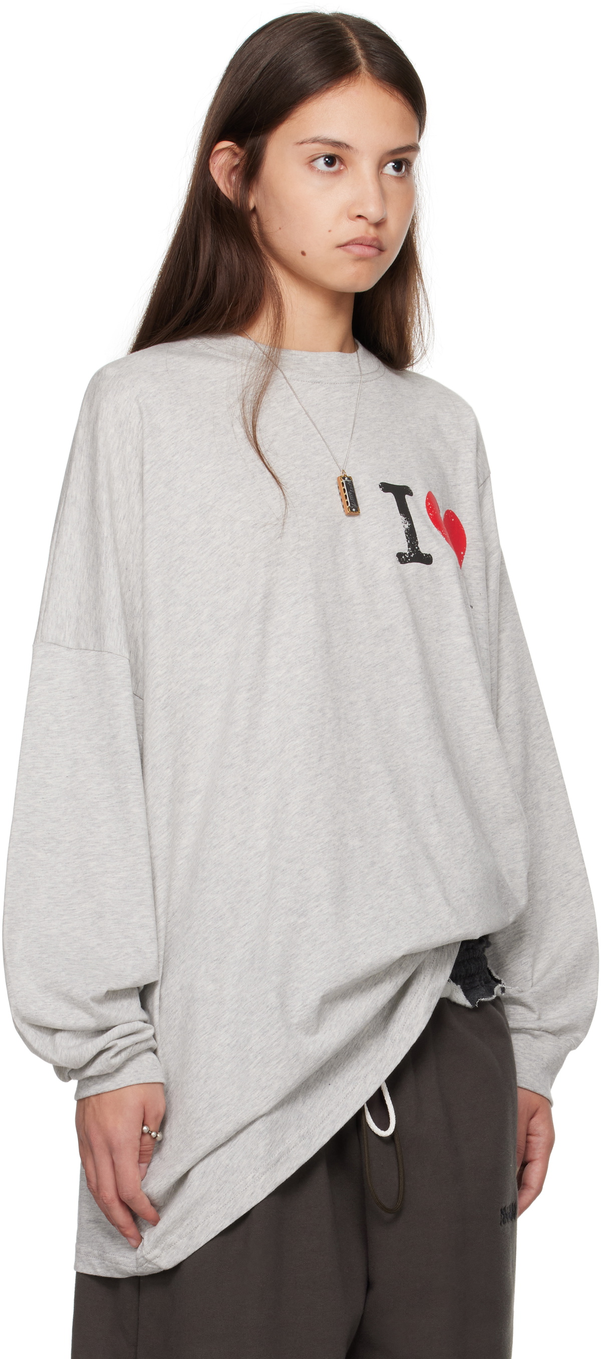 Magliano Gray 'I Suffer' Long Sleeve T-shirt