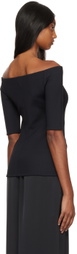Rosetta Getty Black Off-The-Shoulder T-Shirt