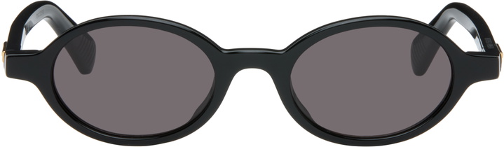 Photo: Bottega Veneta Black Classic Oval Sunglasses