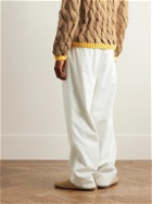 Federico Curradi - Wide-Leg Pleated Cotton-Blend Corduroy Trousers - White
