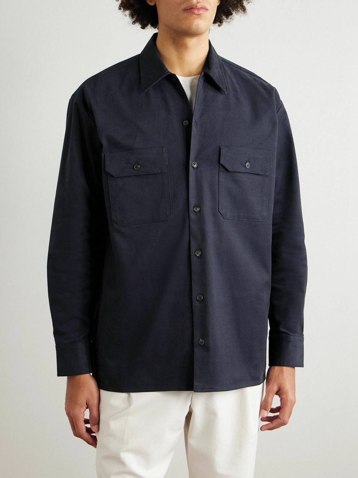 Ghiaia Cashmere - Cotton-Twill Shirt - Blue