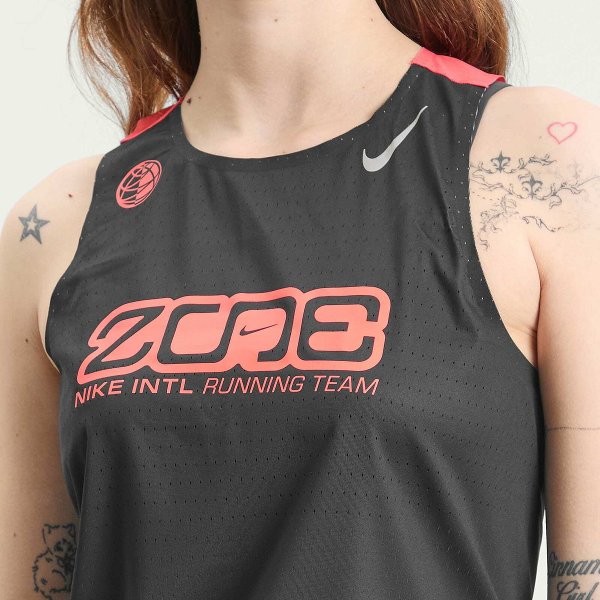 Nike Women's Arswft Tank Top in Black/Bright Crimson/Metallic Silver