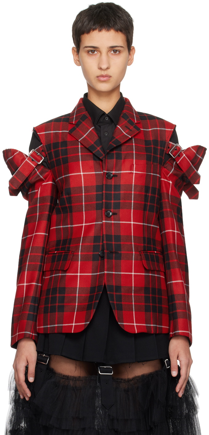 Black Comme des Garçons Red Check Blazer