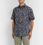 Brioni - Printed Linen and Cotton-Blend Shirt - Blue