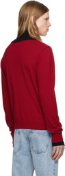 Ernest W. Baker Red Contrast Rib Cardigan