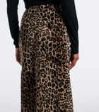 Nour Hammour Alana leopard-print shearling pencil skirt