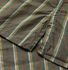 Gitman Vintage - Camp-Collar Striped Cotton and Silk-Blend Shirt - Men - Army green
