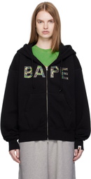 BAPE Black ABC Camo Crystal Logo Wide Zip Hoodie
