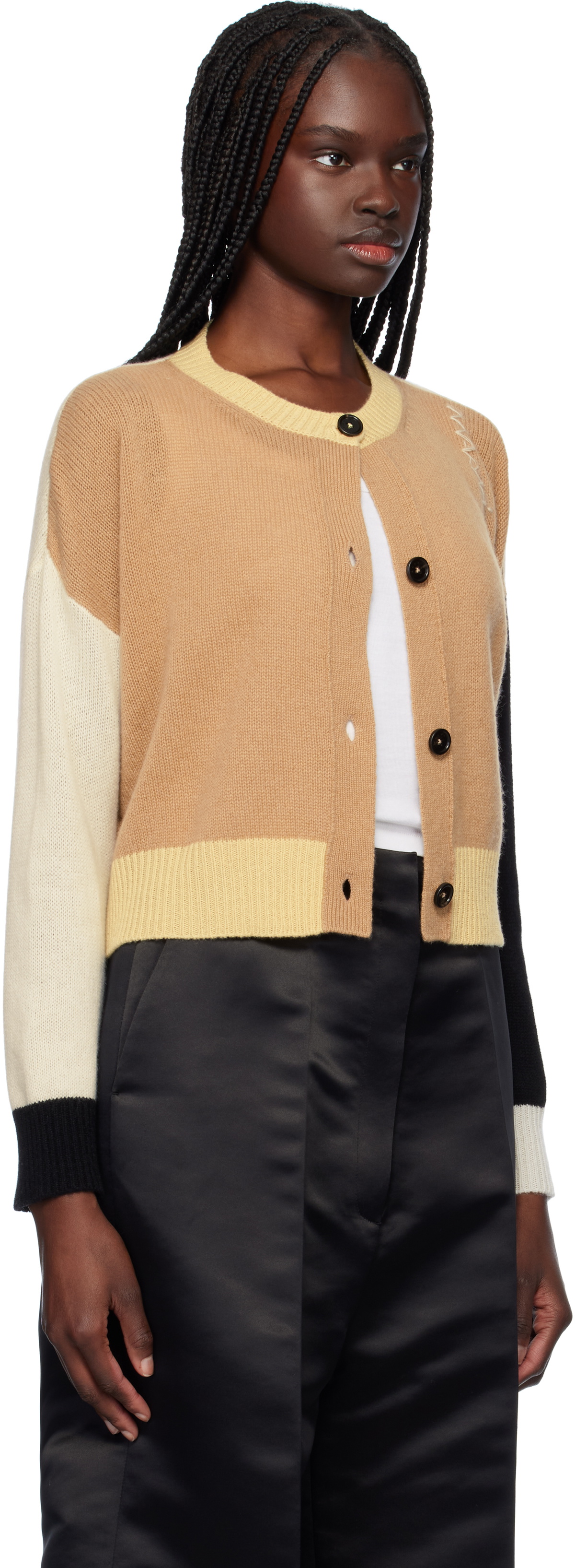 Marni Multicolor Crewneck Cashmere Cardigan