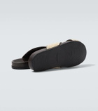 Manolo Blahnik Chiltern leather-trimmed raffia slides