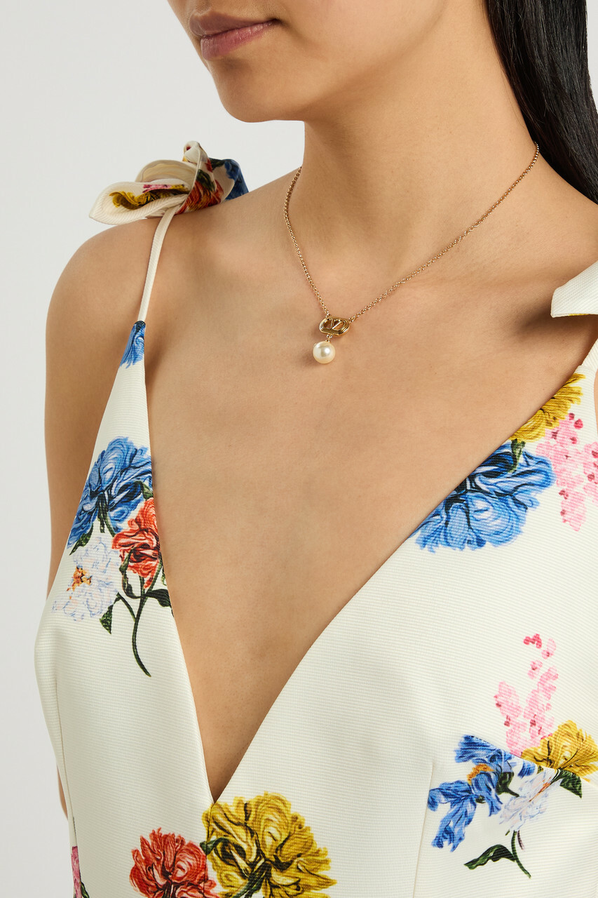 Valentino Garavani Ovalette Vlogo Necklace - Pearl - One Size