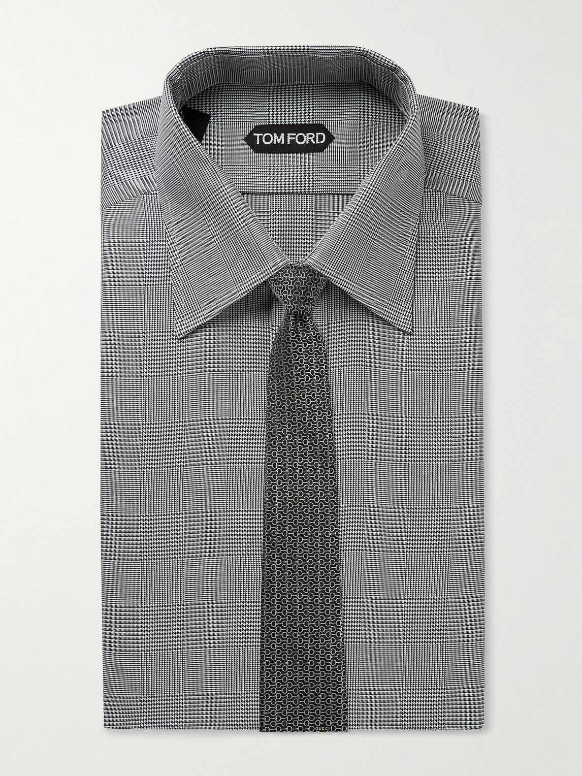 TOM FORD - Prince of Wales Checked Cotton-Poplin Shirt - Gray