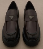 Prada Logo leather platform loafers