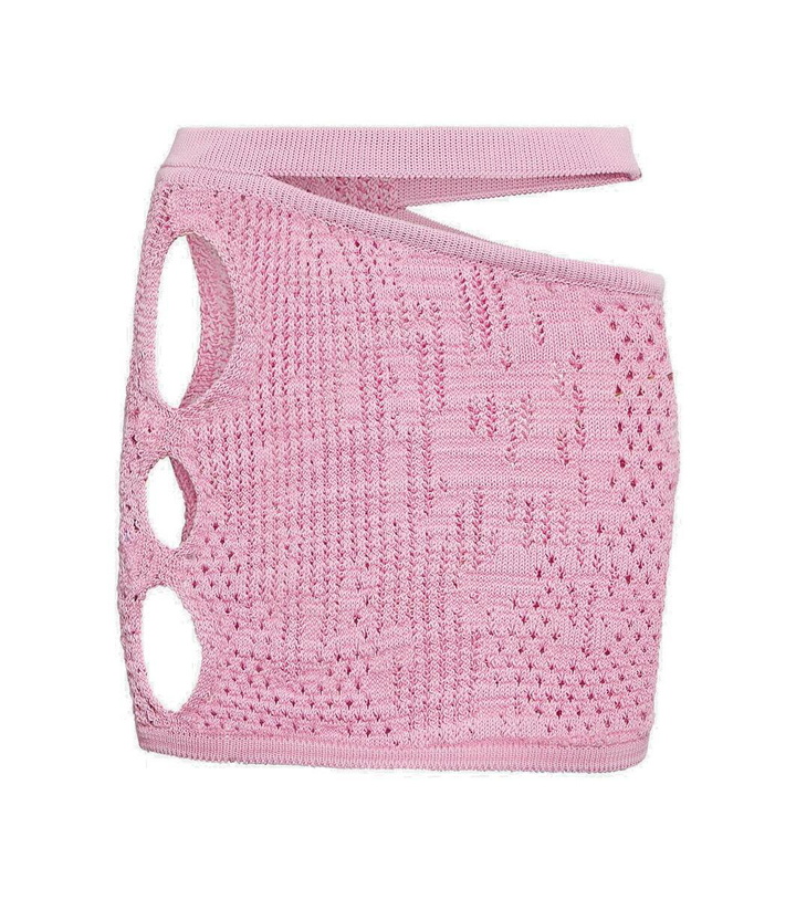 Photo: Roberta Einer Distressed cutout cotton-blend miniskirt