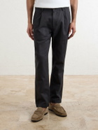 Mr P. - Daniel Tapered Pleated Cotton-Canvas Trousers - Gray