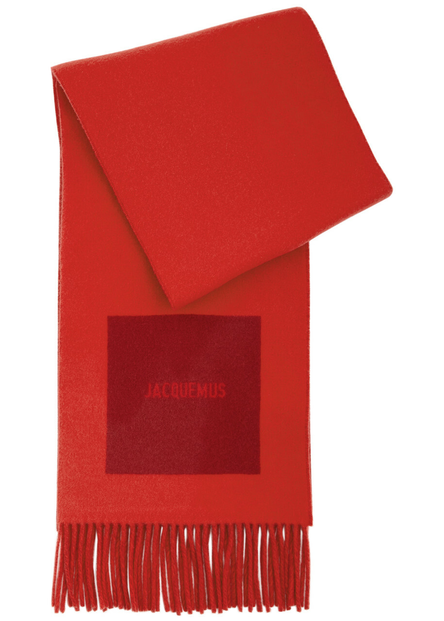 Jacquemus L'echarpe Rond Carre Logo-intarsia Scarf - Red
