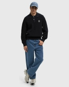 Badge Accent Pearl Rib Polo Collar Sweater