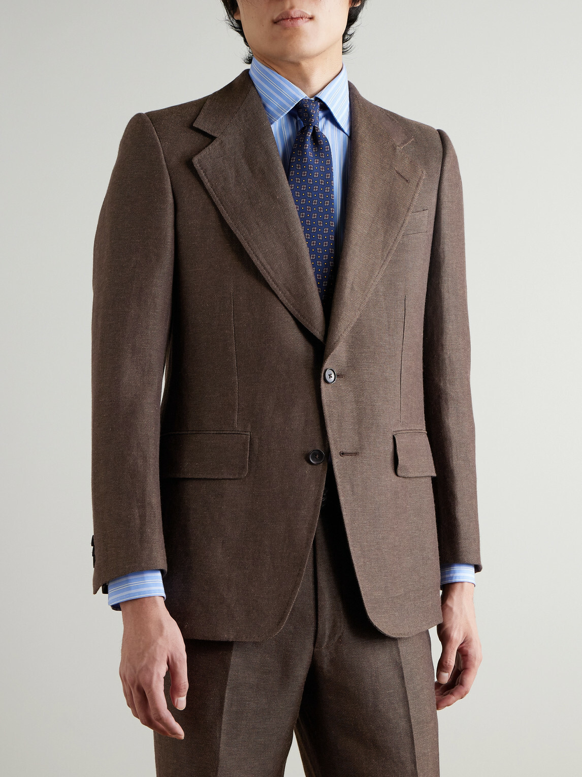 Husbands - Wool and Linen-Blend Twill Suit Jacket - Brown