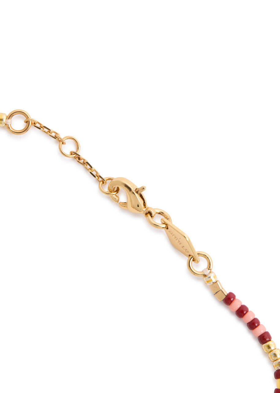 Anni LU Bundoran 18kt Gold-plated Beaded Bracelet - Red - One Size