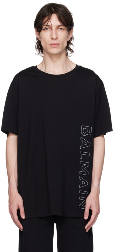 Photo: Balmain Black Embossed T-Shirt