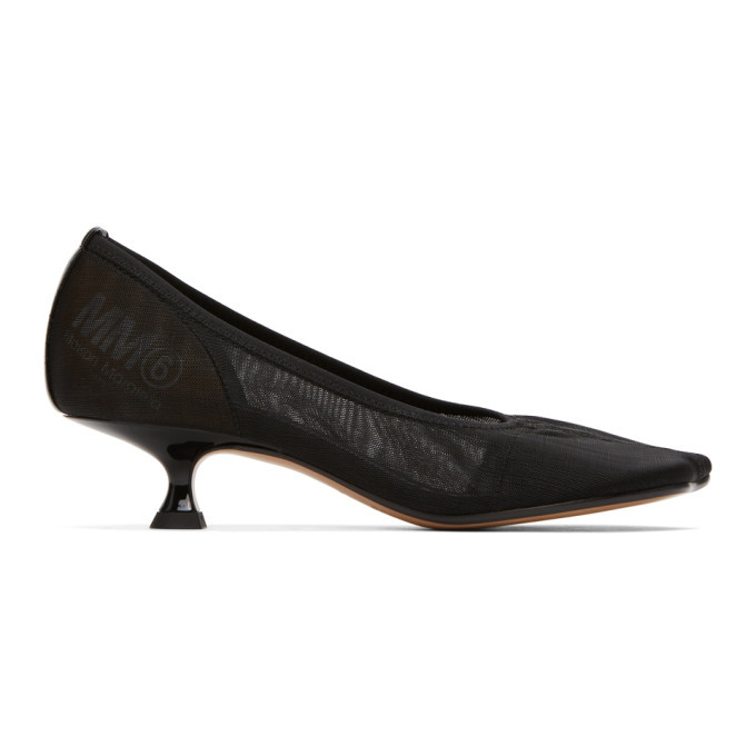 MM6 Maison Margiela Black Mesh Low Heels MM6 Maison Margiela