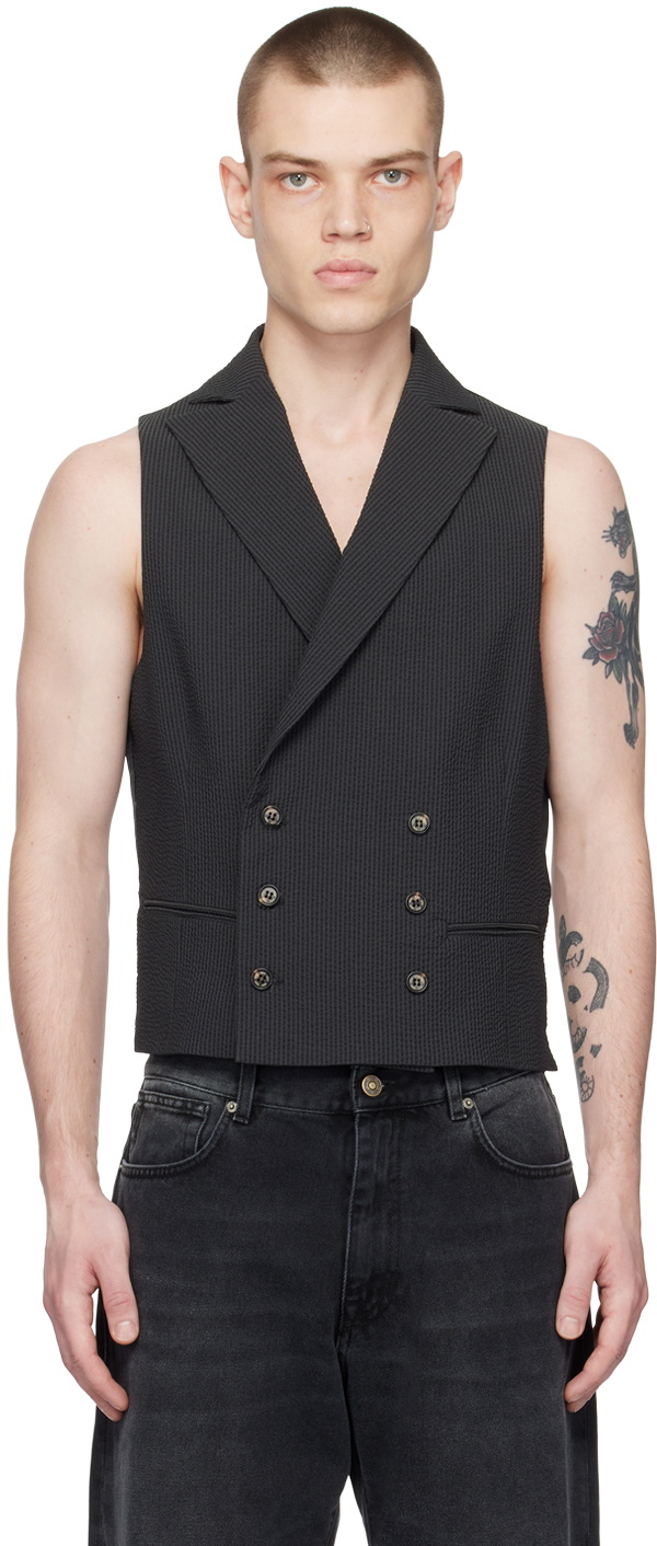 424 Black Double-Breasted Vest 424