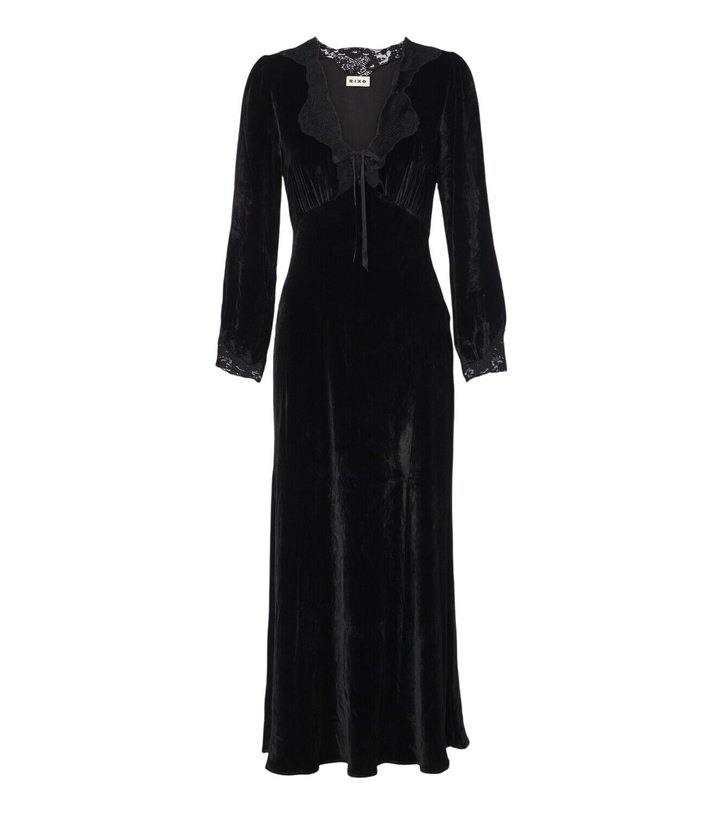 Photo: Rixo Larah lace-trimmed velvet midi dress