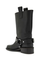 Ganni 40 Faux Leather Mid-calf Biker Boots Black