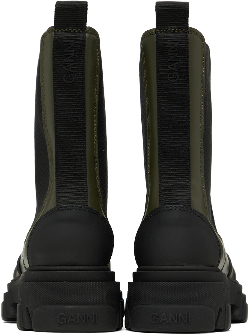 GANNI Khaki Cleated Mid Chelsea Boots