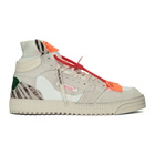 Off-White White and Green Glitter Off-Court 3.0 Sneakers