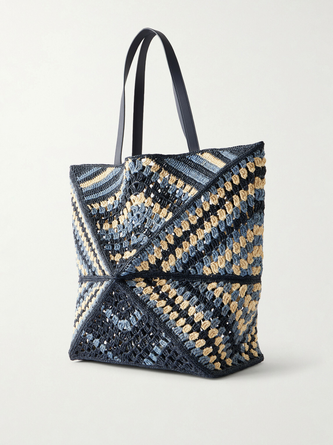 LOEWE - Paula's Ibiza Puzzle Fold Large Leather-Trimmed Raffia Shoulder Bag