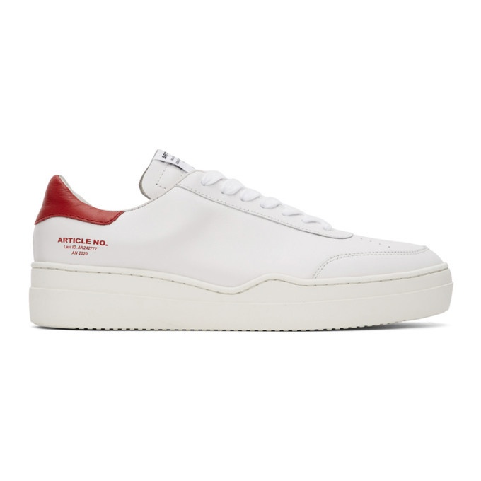 Photo: Article No. SSENSE Exclusive White and Red 0517-04-07 Sneakers