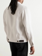 Brioni - Leather-Trimmed Linen-Blend Bomber Jacket - Brown