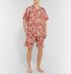 Desmond & Dempsey - Printed Cotton Pyjama Shorts - Red