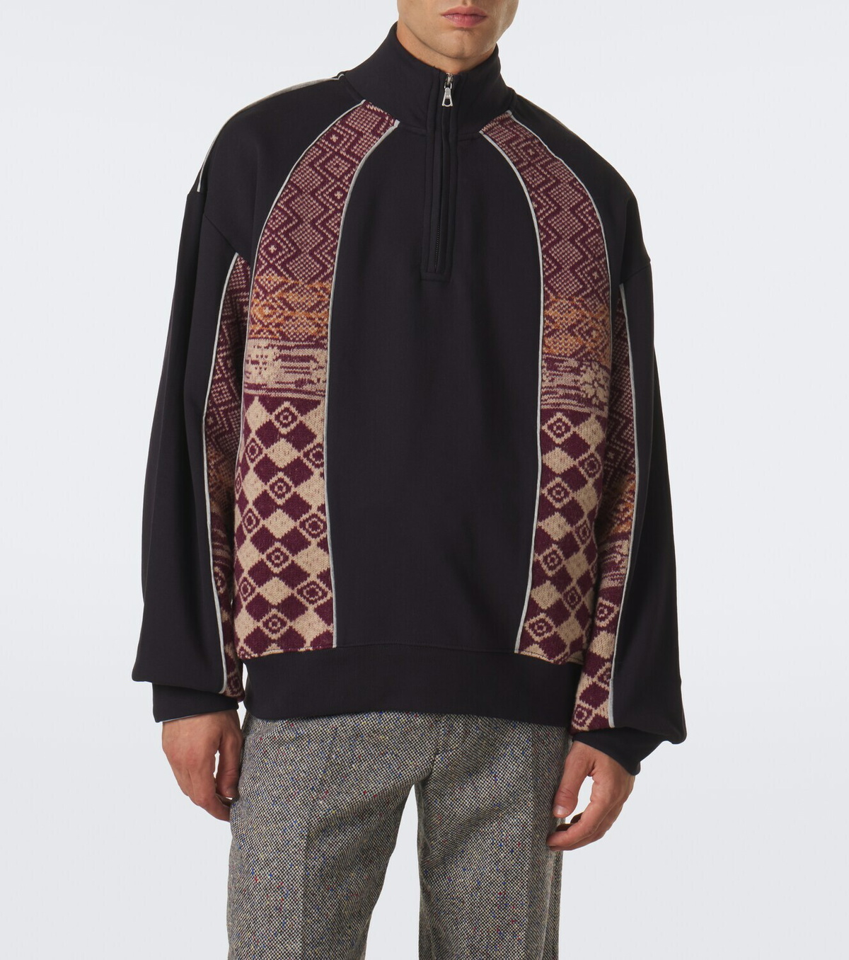 Dries Van Noten Cotton and wool half-zip sweater