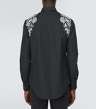 Alexander McQueen Embroidered pinstripe cotton-blend shirt