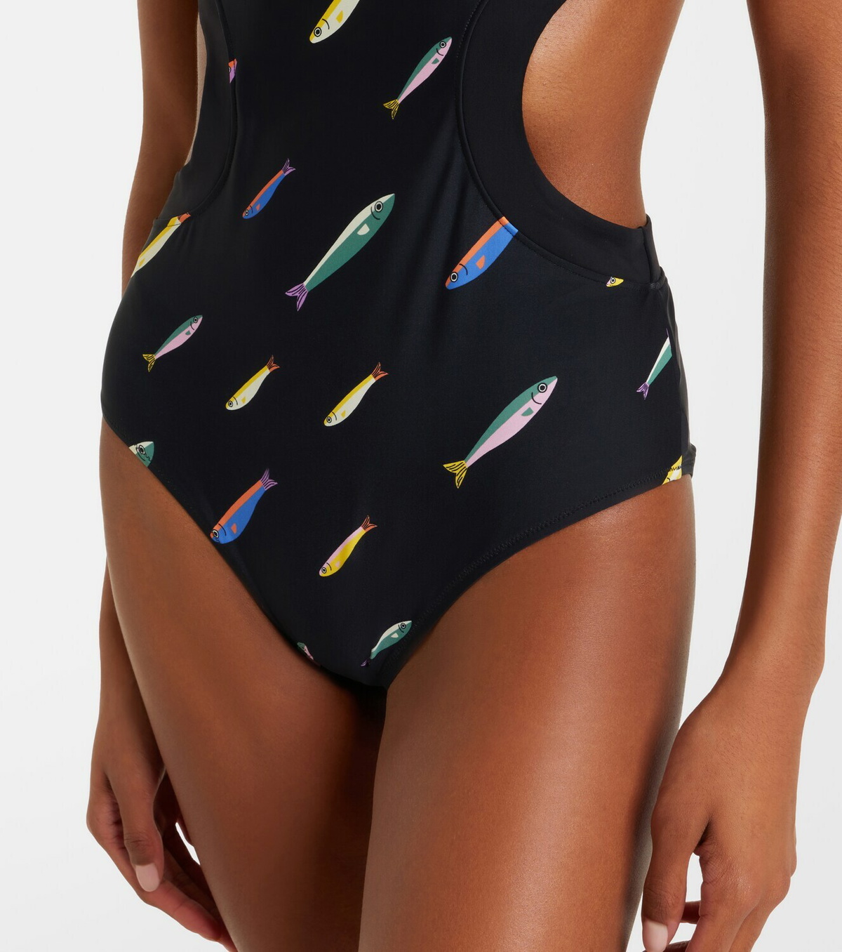 Staud Dolce cutout printed swimsuit