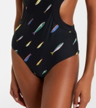 Staud Dolce cutout printed swimsuit