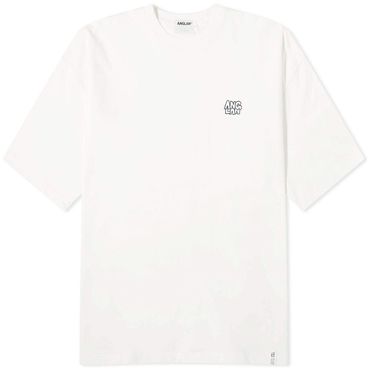 Photo: Anglan Men's Stack Logo T-Shirt in Ivory