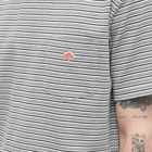 Danton Men's Stripe Crew Pocket T-Shirt in Charcoal Multi Stripe