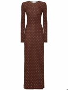 RABANNE Embellished Jersey L/s Maxi Dress