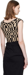Dries Van Noten Beige & Black Checked Sweater