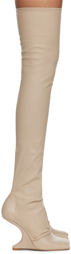 Photo: Rick Owens Lilies Beige Cantilever 11 Thigh High Boots