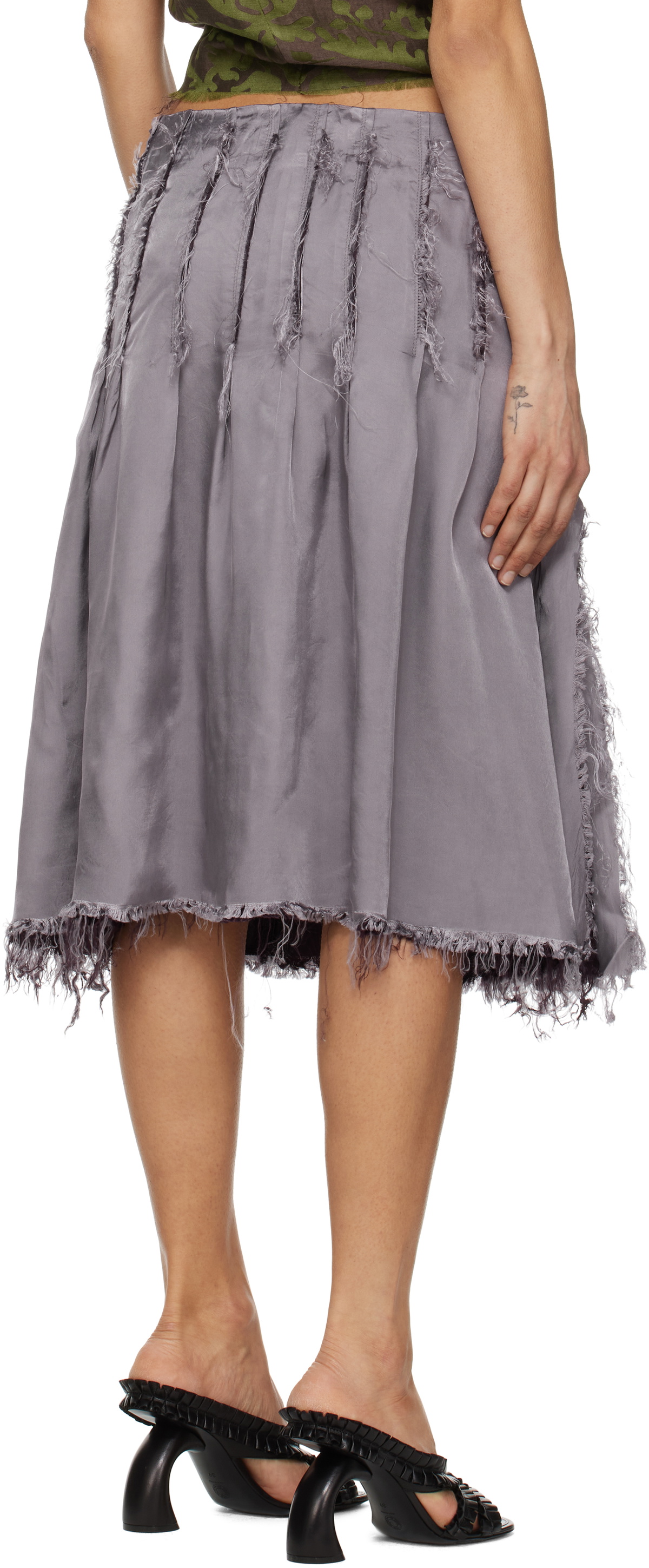 Edward Cuming Purple Pleat Around Midi Skirt