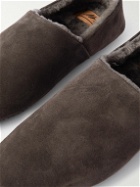 Mr P. - Shearling-Lined Suede Slippers - Brown