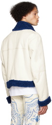 Casablanca White Aviator Faux-Leather Jacket