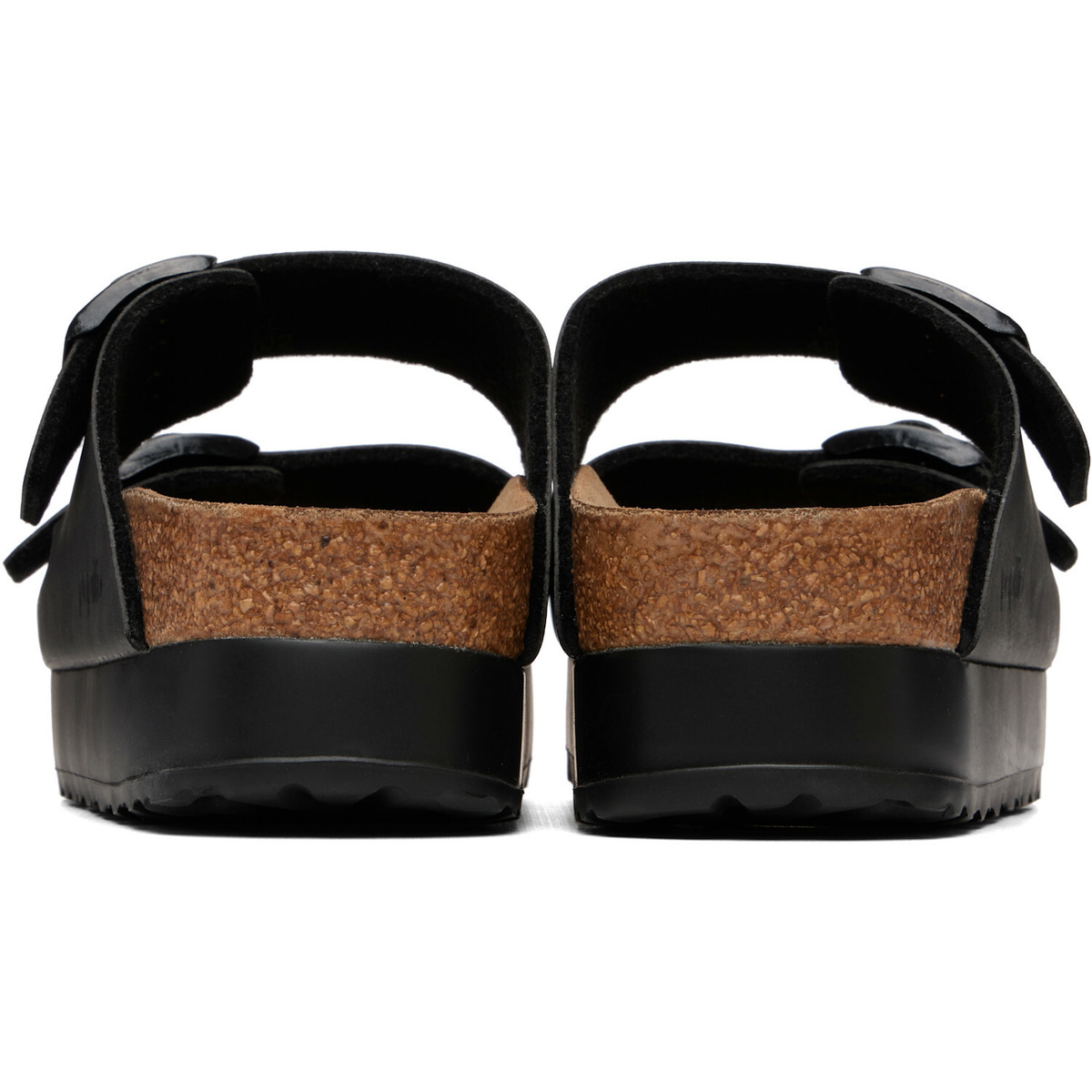 Birkenstock Black Narrow Arizona Flex Platform Birko-Flor Sandals
