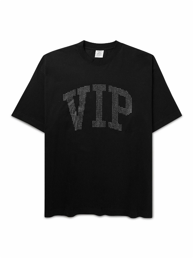Photo: VETEMENTS - Oversized Logo-Embellished Cotton-Jersey T-Shirt - Black