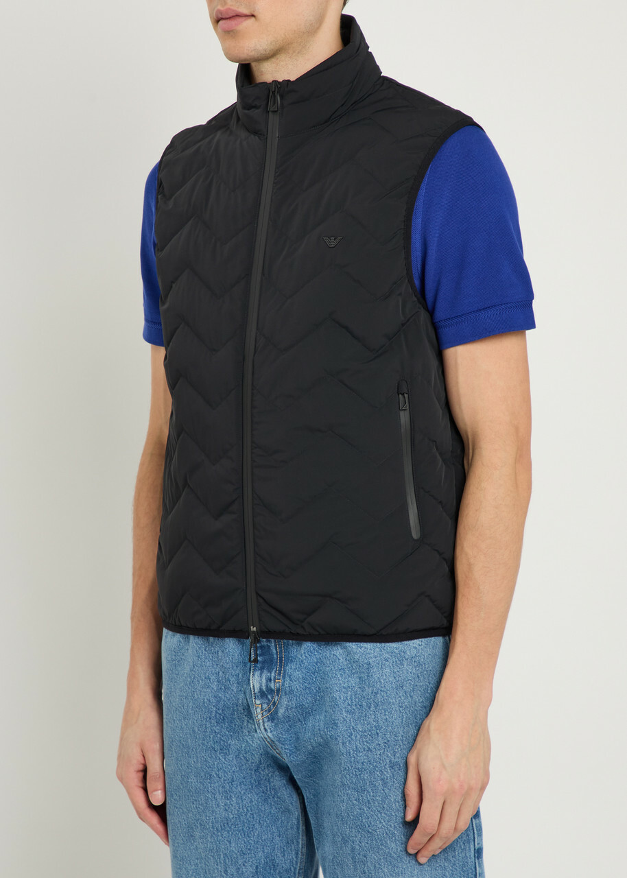 Emporio Armani Water-repellent Padded Stretch-nylon Gilet Black